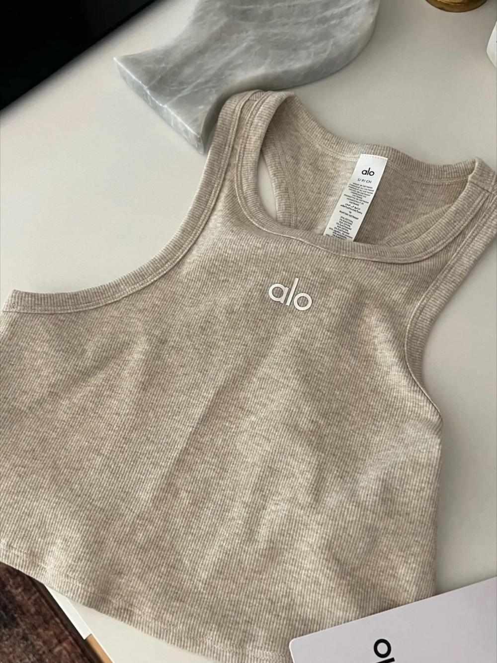 oatmeal heather alo tank